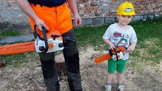 Chainsaw Stihl MS180 VS Toys Chainsaw Stihl for Kids!!!