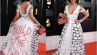 Singer Joy Villa Wore ‘Build the Wall’ Dress on Grammys Red Carpet