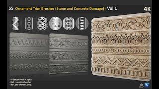 55 Ornament Trim Brushes (Stone and Concrete Damage) - Vol 1