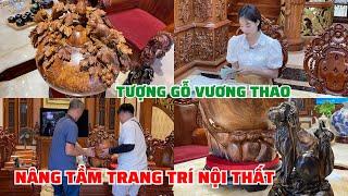Tượng gỗ Vương Thao góp phần tạo lên vẻ đẹp cho biệt thự sang trọng