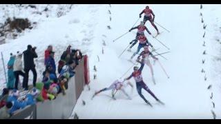 FIS XC Tour de Ski: Women's Sprint Classic Crash