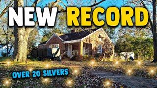 NEW RECORD!!! Over 20 SILVER COINS Found Metal Detecting This Small Yard!