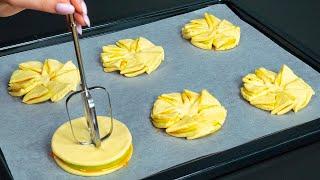 Dessert in 5 minutes! Just puff pastry and 2 apples