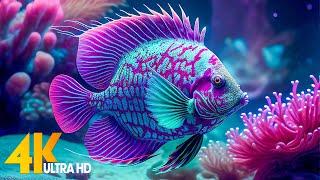 Aquarium 4K VIDEO (ULTRA HD) - Beautiful Coral Reef Fish - Sleep Relaxing Meditation Music