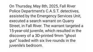 Fall River Juvenile Arrested Again For Another Firearm Charge