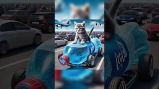 Kitten rides Blue Cola Car! #cats #cutecat #funny #catlovers