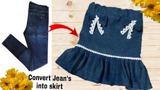 पुरानी जींस से बनाए Stylish Mini Skirt || Reuse of Old Jean's|| DIY Old jeans into skirt..