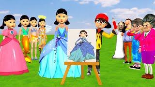 Scary Teacher 3D vs Squid Game Draw and Design Princess Dress Squid Game Doll Nice or Error