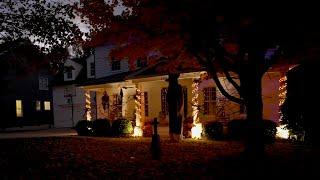 Autumn Night Walk Through American Neighborhood | Nature Sounds for Sleep and Study