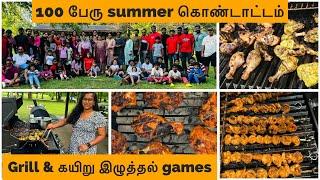 America~ல 100 பேரு summer கொண்டாட்டம் | Grill day | Weekend vlog | Games | Usa tamil vlog |The Usa