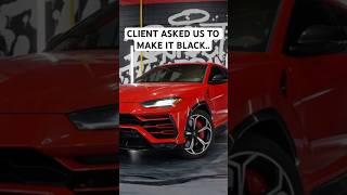 The Client Asked Us to Wrap This Red Lambo With Satin Black Vinyl.. #lamborghini #urus #vinyl #satin