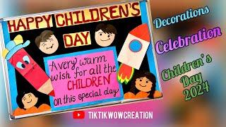 Children's Day Bulletin Board Decoration Ideas | Children's Day School Display Board