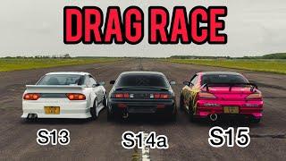 RACING MY 600HP S15 VS 640HP S14A & 530HP S13! **JDM DRAG RACE** 