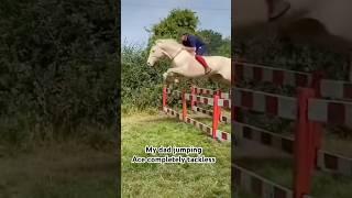 Dad jumps Ace tackless #horse #pony #equestrian #horseriding #showjumping #horselover #eventing