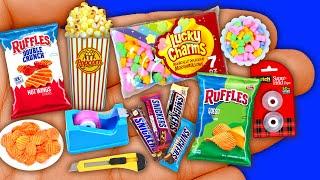 DIY Miniature Ruffles Chips Popcorn Lucky Charms Marshmallows Snickers Scotch Tape Paper Cutter Tape