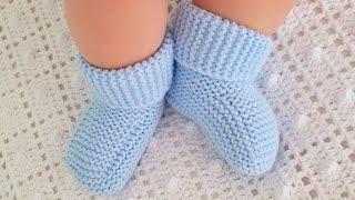 Вяжем спицами пинетки-носочки для малыша/knitting booties/Booties stricken