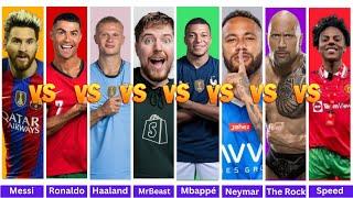 Comparison: Messi vs Ronaldo vs Haaland vs MrBeast vs Mbappe vs Neymar vs The Rock vs Ishowspeed