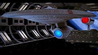 USS Excalibur Leaving Drydock  - With Jerry Goldsmith's Explorers Score