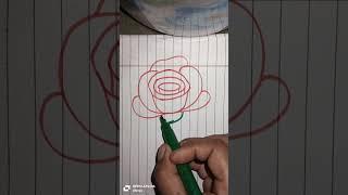 rose easy drawing for beginners step by step!! #shorts #ytshorts