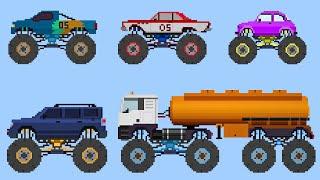 Learn Monster Vehicles! 12 Giant Pixel Art Trucks & Cars for Toddlers  | Retro 8-Bit Fun 3