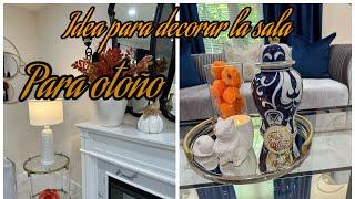 IDEA PARA DECORAR LA SALA PARA OTOÑO EN TONOS AZULE Y NARANJA