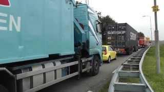 Trucks omleiding A15 ivm afsluiting Noordtunnel, 29-9-2014