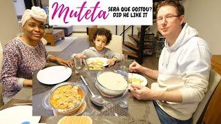 MARIDO PROVA MUTETA COM FUNGE COMIDA ANGOLANA PELA 1a VEZ - HUSBAND TRIES MUTETA (egusi)