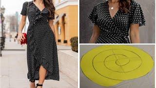 how to cut And Sew A Long frill Maxi dress/Wrap dress cutting and stitching in Hindi