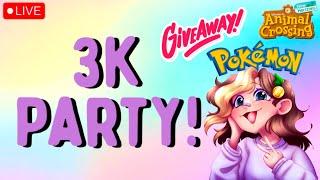  3K PARTY STREAM w/MEMBERSHIP & SHINY GIVEAWAYS! | Live Stream | Animal Crossing & Pokémon #shorts