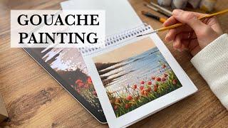 How to draw landscape with gouache | Paint with me beautiful landscape