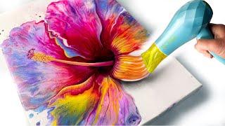 COLORFUL EXPLOSION! Fantasy Hibiscus + NEXT LEVEL Techniques to Level Up Acrylic Pour | AB Creative