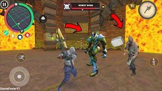 Rope Hero Mafia City Wars - (Cyber Ninja with Infinity Axe Fight Robot Boss and Zombies Boss) - HD