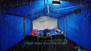 Camping in heavy rain, sleeping soundly in a large, warm hut, there was a strange sound even when we