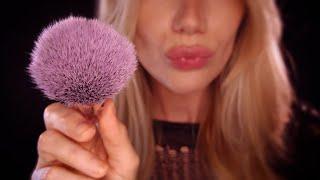 Close-up ASMR | Face Brushing with Mouth Sounds &  Breathy Deep Ear Attention