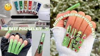 THE *BEST* POLYGEL KIT FOR BEGINNERS | QUICKEST & EASIEST POLYGEL NAIL TUTORIAL | CHRISTMAS NAIL ART