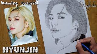 Drawing- Hyunjin From Straykids |How to draw Hyunjin Straykids |Hyunjin drawing step by step |현진