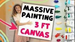 I Painted on a MASSIVE 3 ft Canvas... (satisfying)