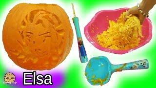 Carving Disney Frozen Queen Elsa Into Big  Halloween Pumpkin