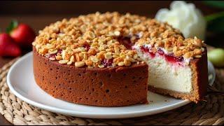 No sugar! Oatmeal, cottage cheese, strawberries! My favorite oatcake in 15 minutes!