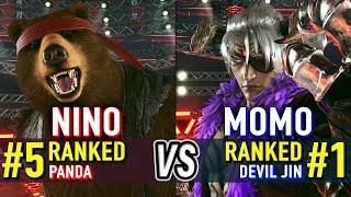 T8  NINO (#5 Ranked Panda) vs MOMO (#1 Ranked Devil Jin)  Tekken 8 High Level Gameplay