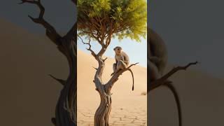 The monkey lives on a tree and digs a huge pond  #ai #monkey #rain