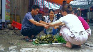 CUONG & LAN wrap sticky rice cakes, pick vegetables and bring them to the district market to sell.