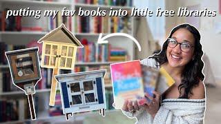 Putting my favorite 5 star books into little free libraries vlog🩷⭐️ *book unhaul!*