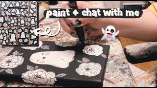 I painted 132 mini canvases for spooky season | satisfying paint + chat video
