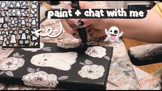 I painted 132 mini canvases for spooky season | satisfying paint + chat video