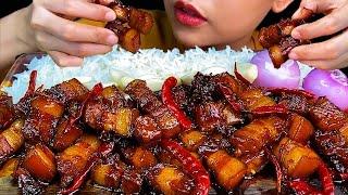 Braised Pork Belly & White Rice * MUKBANG SOUNDS *