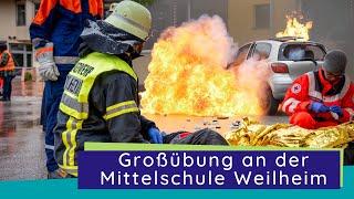 Großübung an der Mittelschule Weilheim | Feuerwehr, BRK, Schulsanitätsdienst