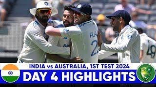 India vs Australia 1st Test Cricket Match Day 2 Full Highlights Cricket Live Highlights 23/11/2024