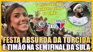 FESTA SURREAL DA TORCIDA FIEL E TIMÃO CLASSIFICADO PARA SEMIFINAL DA SULA! Corinthians 3x0 Fortaleza