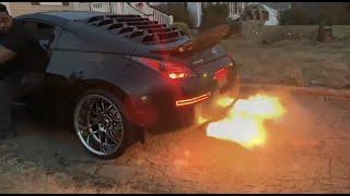 350z Motordyne shockwave TDX2 exhaust compilation with flames